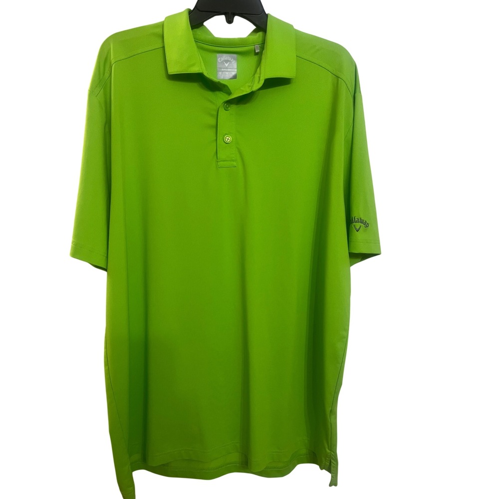 Callaway‎ Opti Dri Golf Polo Shirt Men's XL Bright Lime Green Short Sleeve